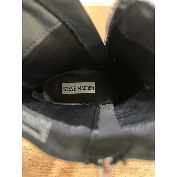 Steve Madden Ruthy Black Leather Boots Size 8 NWOB Block Heel Stylish Trendy - Picture 13 of 13